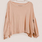 Free People Boho Slouchy –  Vintage Cream Blush Dolman Puff Sleeve Tee (M) Photo 0