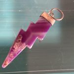 Collection 5 Carved Stone Pendants Fish Wolf Fish Sea Horse Lightening Bolt Purple Photo 10