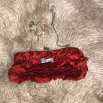 Red Evening Bag with Rhinestone Bow Silver Photo 2