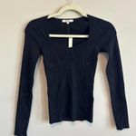 Madewell NWT Wide Ribbed Long Sleeve Corset Sweater In Black Size XS Photo 3