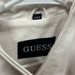 Guess Pink White Faux Leather Moto Jacket Gold Exposed Zipper Womens Small Photo 14