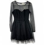 Anthropologie New M Sheer Tulle Mini Dress Layer Mesh Ballerina Black Photo 1