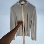 Endless Rose  Metallic Gold‎ Stretch Jersey Liquid Knit Embellished Neck Top M Photo 8