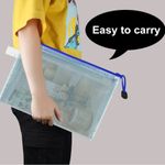 Set/3 Waterproof GREEN Document Zipper Travel Pouches, File Organizers, Clear Photo 10