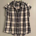 Lucky Brand Navy Plaid Button-Up Sleeveless Shirt Photo 3