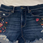 American Eagle  Outfitters High Waist Denim Shorts with Floral Embroidery Photo 0