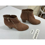 Womans Style & Co Jenell Size 9 M Brown Zip Blockmheel Ankle Boots Photo 1