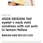 ASOS Design Yellow Eyelet CutOut Cotton Dress NWT!! Photo 7