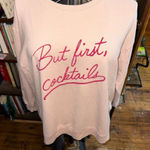 Wildfox But First Cocktails pink oversized cozy sweatshirt Photo 0