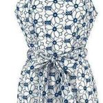 Miami Eyelet Blue White Floral Lace Tie-Strap Romper Size Medium Photo 0