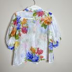 Sheer Floral Shirt Preppy Button Up Puff Sleeve Coquette M Feminine Classic Tea White Size M Photo 6