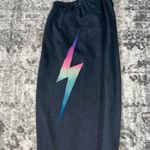 Aviator Nation  Bolt Sweatpants Charcoal/Rainbow Pink Photo 4