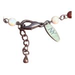 Vintage NY & Co Tigers Eye Pendant Necklace Beads Antique Gold Faux Pearls Adj White Photo 4