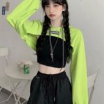 Green Workout Crop Top Sweater Photo 0