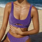 BERLOOK Purple Lurex Cut Out Bikini Top ONLY 65 Size L Photo 3