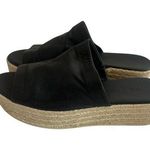 Vince  Black Leather Slide Sandals Jute Platform Classic Comfy Size 6.5 Women's Photo 0