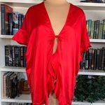 Victoria's Secret Victoria’s Secret Robe Ruffles Short Flutter Sleeved Love Print Red Kimono Style Photo 0