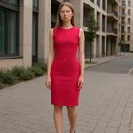 Taylor Women's Sleeveless Zip Up Ribbed Midi Dress Fuschia Hot Pink Size 2 Photo 12