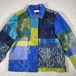 Marsh Landing  Jacket Womens Medium Floral Embroidered Applique Patch Button up Photo 0