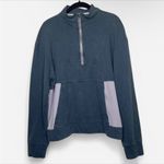 Pact Women's Organic Cotton 1/4 Zip Sweatshirt Jacket Mock Neck Green Purple XL Photo 1