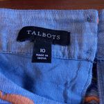 Talbots  Linen Blend Blue‎ Embroidered Trim Shift Dress Size 10 Photo 6