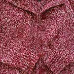 Red & White button up sweater Size M Photo 1