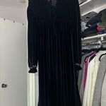 Anthropologie Tach luz black velvet floral collared long sleeve midi smock dress S Photo 10