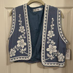 Fray Boutique Embroidered Vest Blue Size M Photo 0