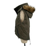S13/NYC Trapper Vest w Detachable Faux Fur Hood Olive Green Size Small Photo 7