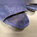 Eileen Fisher Back Zip Wedge Sandals Blue Suede Size 8.5 Photo 6