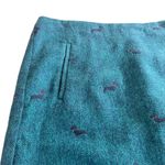 Talbots  Teal Green Dachshund Dog Print Wool Blend Scalloped Pencil Skirt Size 6 Photo 1