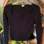 Abercrombie & Fitch Structured Long Sleeve Crop Top, Small, Black Photo 2