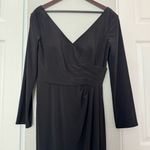 La Femme • Formal Gown Dress • Black • Ruched • Long Sleeve • Size 12 • Slit Photo 1