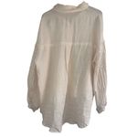 Pink Lily  KEEP SHINING CREAM CROCHET SLEEVE GAUZE SZ LARGE SHACKET Photo 3