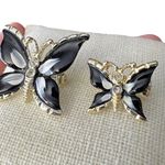 Vintage Butterfly Black & White Enamel Gold Tone Rhinestone Scatter Pins Photo 2