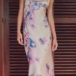 ZARA  maxi dress satin bodycon open back cowl neck tie dye summer evening Photo 6