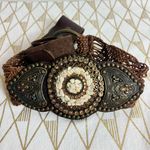 Leatherock Stone Jewels Studded Leather Belt Size M Brown Size M Photo 0