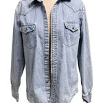 Salt Valley Western Denim Button Down Shirt Womens Small Light Wash Rodeo Blue Photo 0