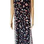 J. Jill Black Pink Ditsy Boho Earthy Whimsical Floral Stretch Maxi Dress Size M Photo 0
