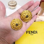 Fendi Authentic  Rare Vintage 80’s 18kt G.P FF Fendista XL Round Clip on Earrings Photo 3