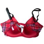 Victoria's Secret Plaid Wear Everywhere Push Up Bra Red Black 32C NWT Photo 1