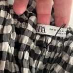 ZARA crop top 3/4” sleeves on/off shoulder gingham print embroidered Sz SM NWT Photo 6
