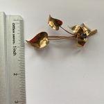 Jordan 10K by Gold Floral Brooch with Blue Gemstone Photo 8