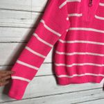 Jess Lea Jameson Quarter Zip Sweater Pink White Stripe Size Large Photo 8