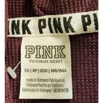 PINK - Victoria's Secret PINK‎ Victoria's Secret Cropped Hoodie Waffle Knit Long Sleeve Burgundy XS Photo 2