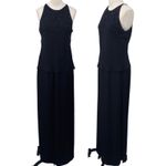 Vintage 90s Layered Beaded Jumpsuit Flowy Wide Leg Silky Chiffon Halter Black M Size M Photo 1
