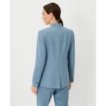 Ann Taylor  The Long Cutaway Blazer Fluid Crepe Blue Career Office Womens 16 Photo 1