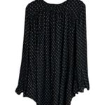 Free People Crepe 1/2 Button Black Patterned Blouse Photo 6