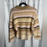 Wild Fable Striped Beige and Pink Women's Size XS Sweater Fuzzy Crew Neck NWT Photo 2