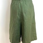 Talbots Vintage Linen Shorts Green Pleated Front Photo 4